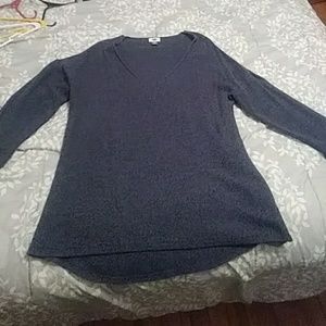 Deep V neck x long sweater